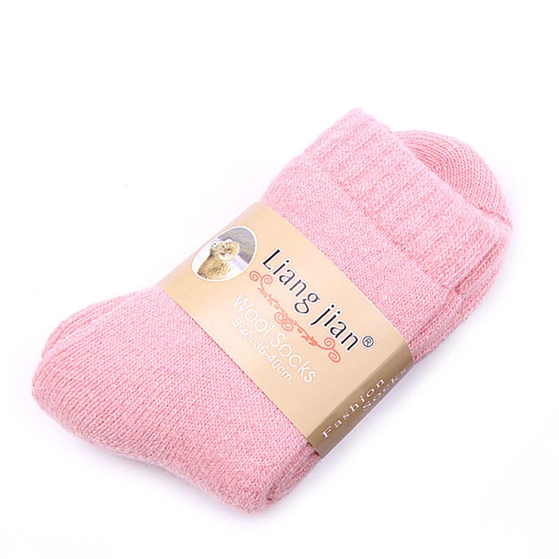 1 paire femmes épaissir thermique laine cachemire décontracté Sports hiver randonnée chaussettes QX2D: Pink