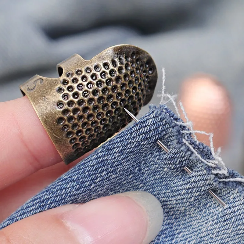 Dedal de costura ajustável retro costura dedo proteção capa agulha dedal anel artesanal diy artesanato bordado ferramentas de costura