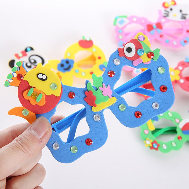 arts crafts diy toys Cartoon Glasses Baby crafts kids Puzzles educational for children&#39;s toys Fun party diy girl/boy 02