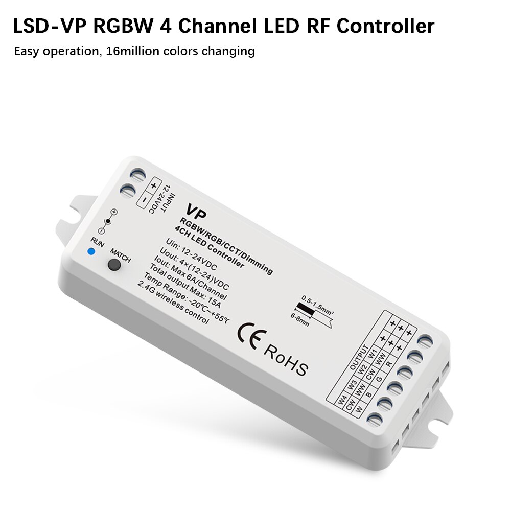4 canal RGBW Controlador LED RF 2.4G/Wifi Controle Remoto DC12-24V para RGB RGBW LED Luz de Tira