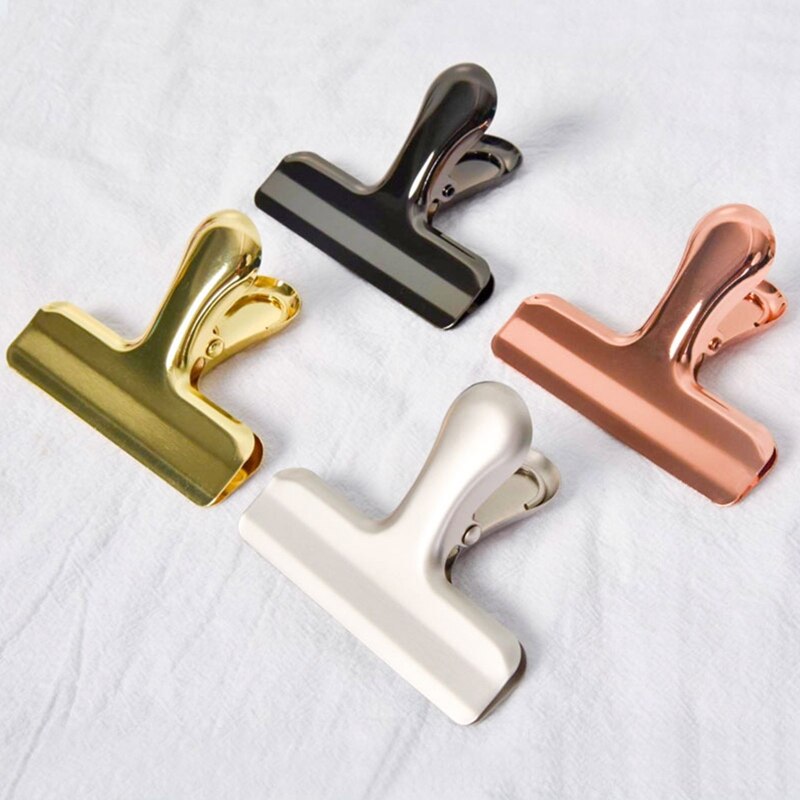 Large Bull Clip Stainless Steel Paper Clamp Colorful Hinge Clips File Clip Office Supplies for Receipt Document Food Bag