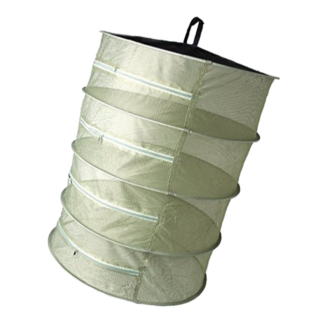 Hängande torrställ med dragkedja odlingsnät 4/8 lager hydroponics örttorkande mesh