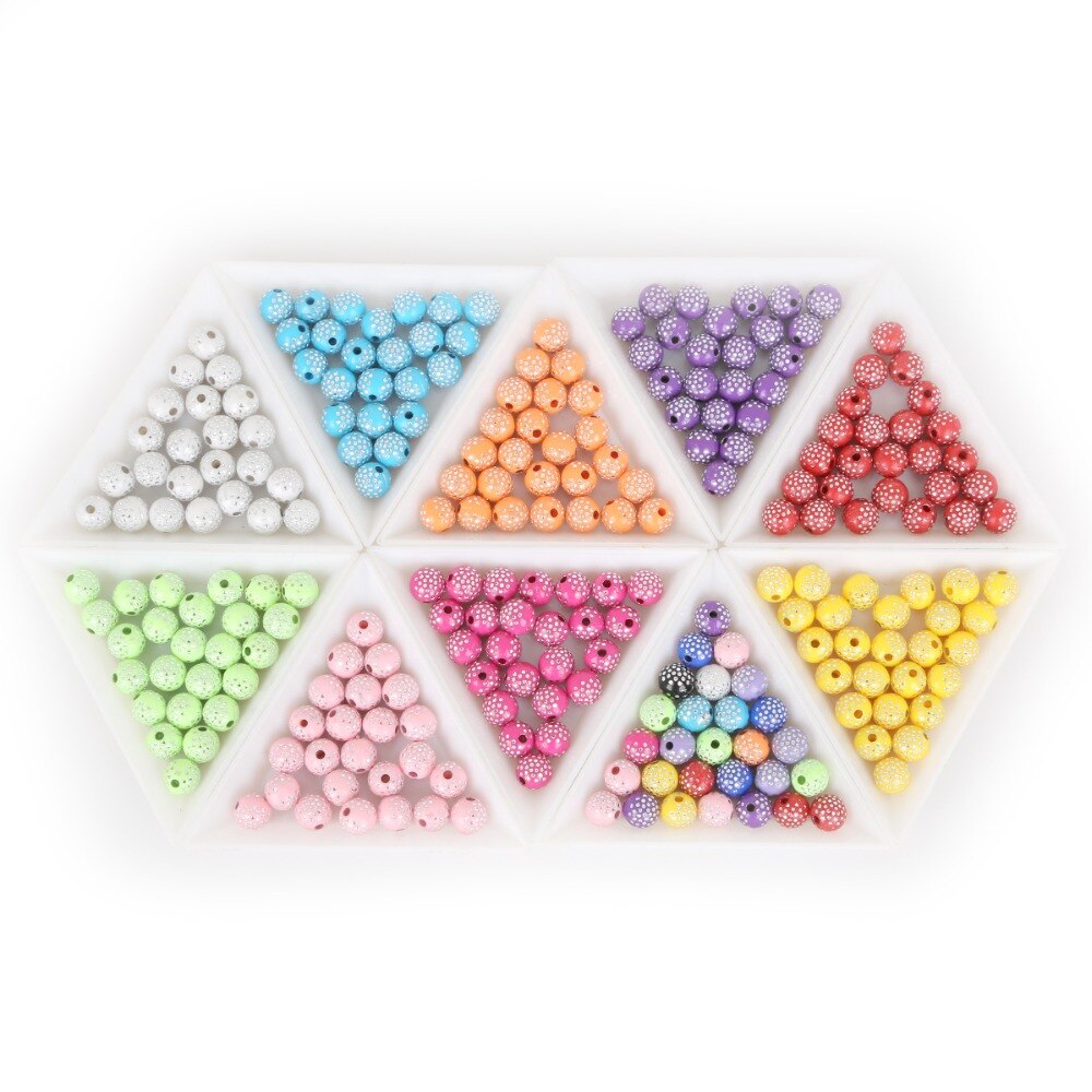 100 stk 8mm farverige runde akrylperler rhinsten charme perler til smykkefremstilling gør-det-selv håndværk scrapbog dekoration
