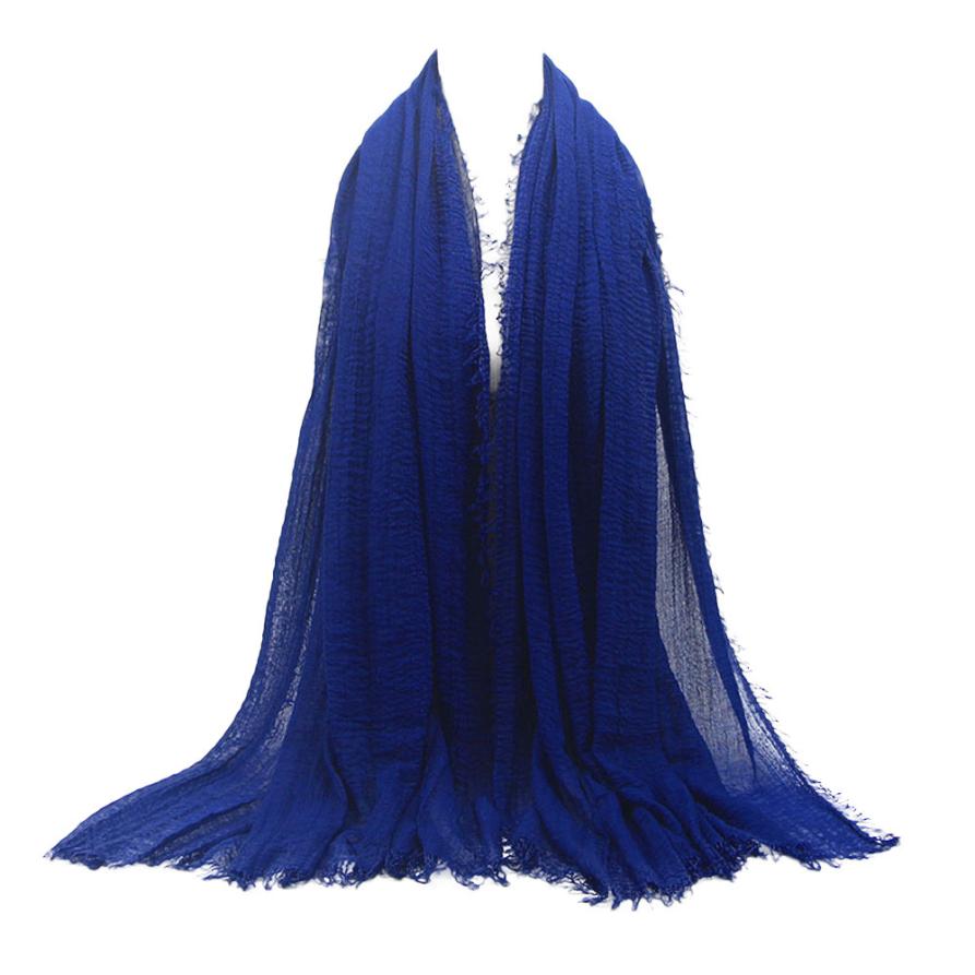 Premium Viscose Maxi Crinkle Cloud Hijab Scarf Shawl Soft Islam Muslim Women Lady Sales #J05: Deep Blue