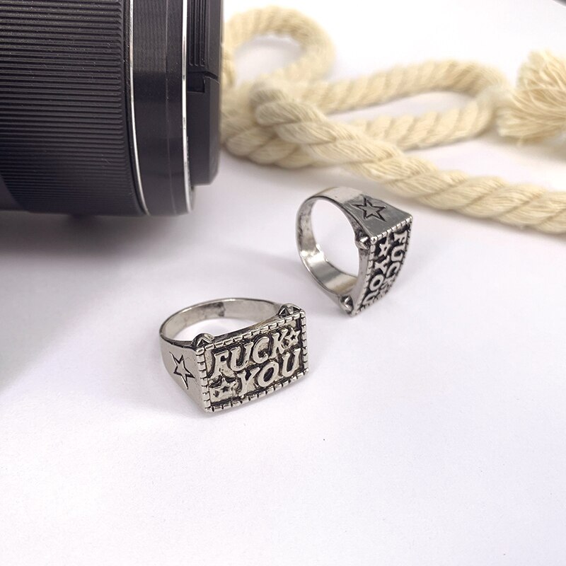 Anillos de aleación de estilo masculino con letra sin fin a la para mujer, anillo de letras iniciales personalizadas para boda, palabra F estilo Punk A30