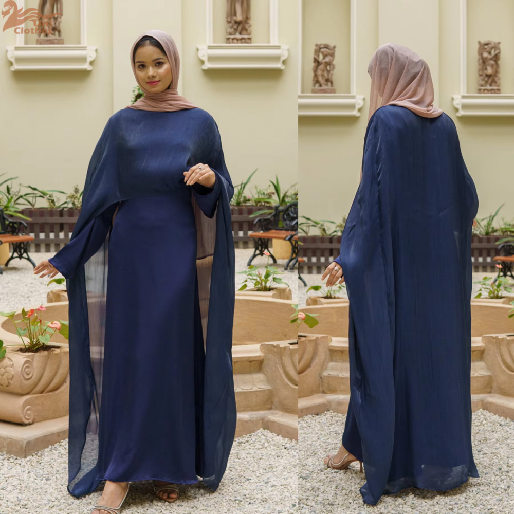 Ramadan Satin 2 Piece Abaya Modest Muslim Sets Kebaya African Dresses For Women Robe Femme Musulmane Caftan Marocain Vestidos
