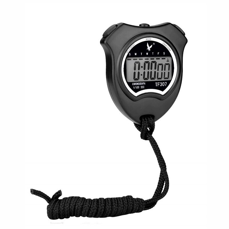 Digital Handheld LCD Chronograph Timer Sports Stopwatch Timer Stop Watch With String
