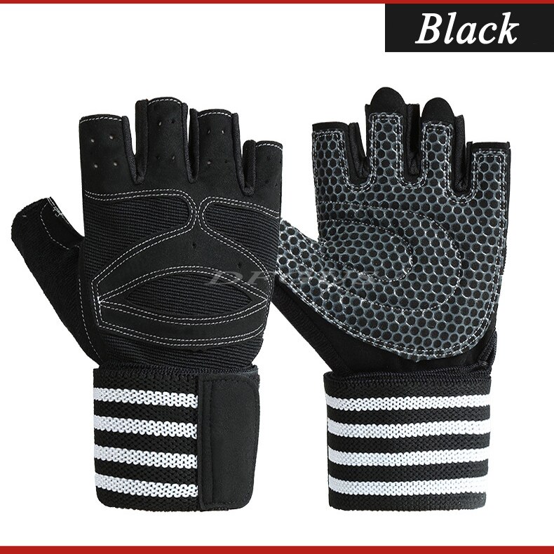Guanti per sollevamento pesi uomo donna guanti da allenamento bilanciere palestra guanti da Fitness con supporto per il polso per allenamento cosacco esercizio proteggi: White gym gloves / XL