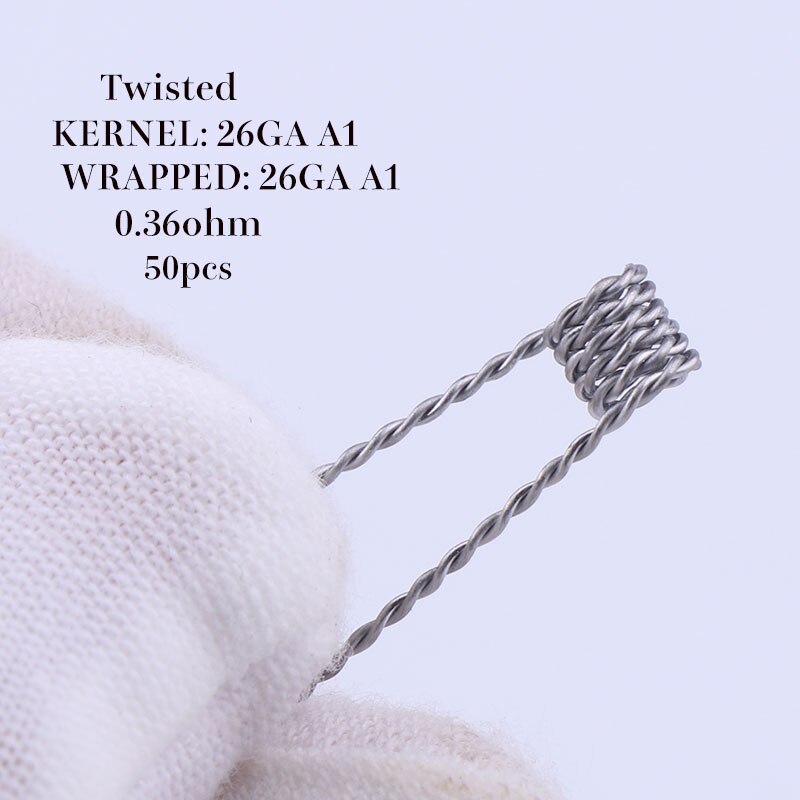 XFKM 50 pcs alien fused clapton tiger mix flat twisted coils premade wrap wires Quad hive Heating Resistance coil a1: twisted  0.36 50