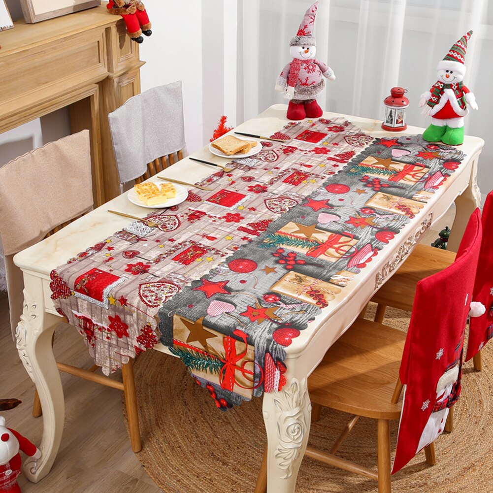 Christmas Table Flag Retro Tablecloth Xmas Table Decorations for Home Party for Creating a Christmas atmosphere