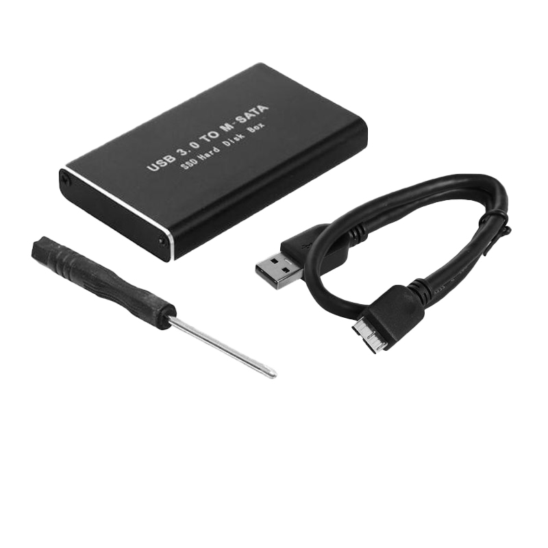 mSATA to USB 3.1 3.0 SSD Case Enclosure Mini SATA USB Adapter External Solid State Disk Box for 30x50 mSATA HD Hard Disk: black