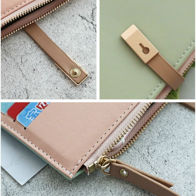 Korean Mori Ladies Thin Wallet Long Multi-function PU Wallet Simple Card Holder Zipper Buckle Coin Purse Clutch