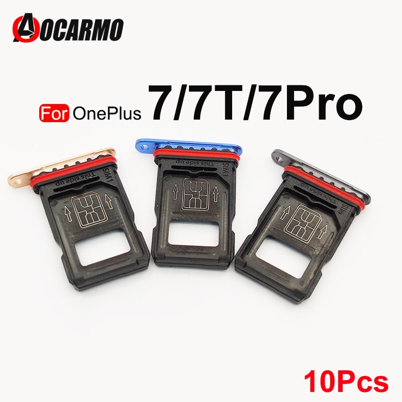 Aocarmo 10Pcs Single & Dual SIM For OnePlus 7 Pro 7T 1+7 Nano Sim Card Holder Tray Replacement Part