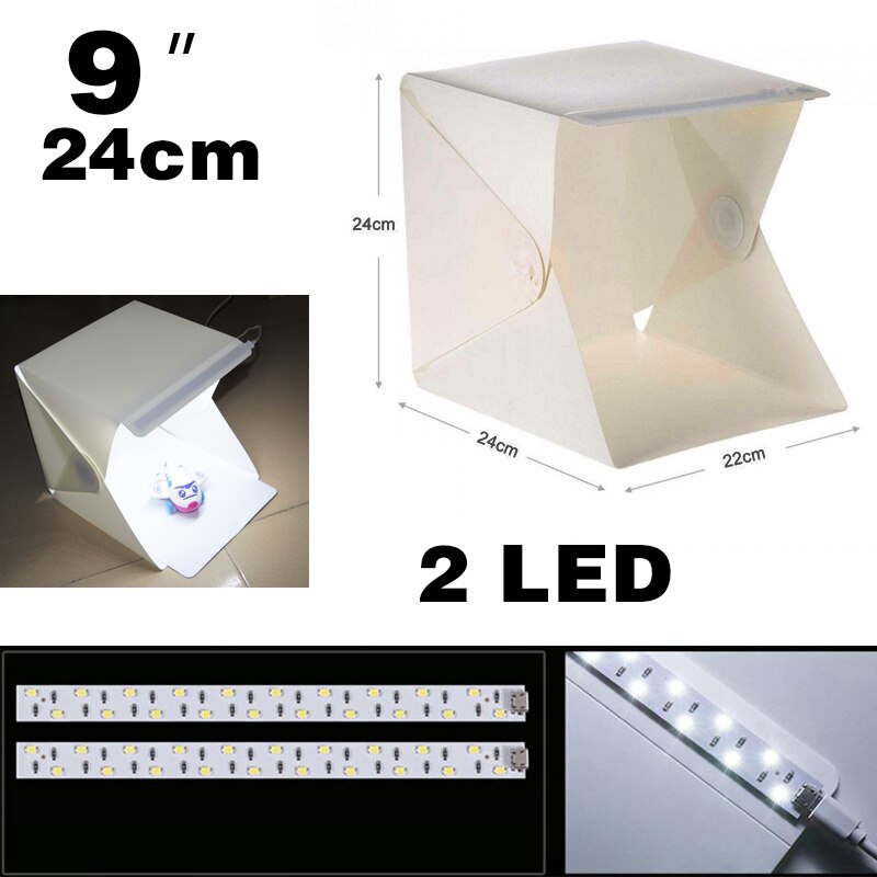 Caja de luz plegable portátil para estudio de fotografía, caja suave de luz LED para foto, Fondo de cámara de fotos para iphone DSLR: Default Title