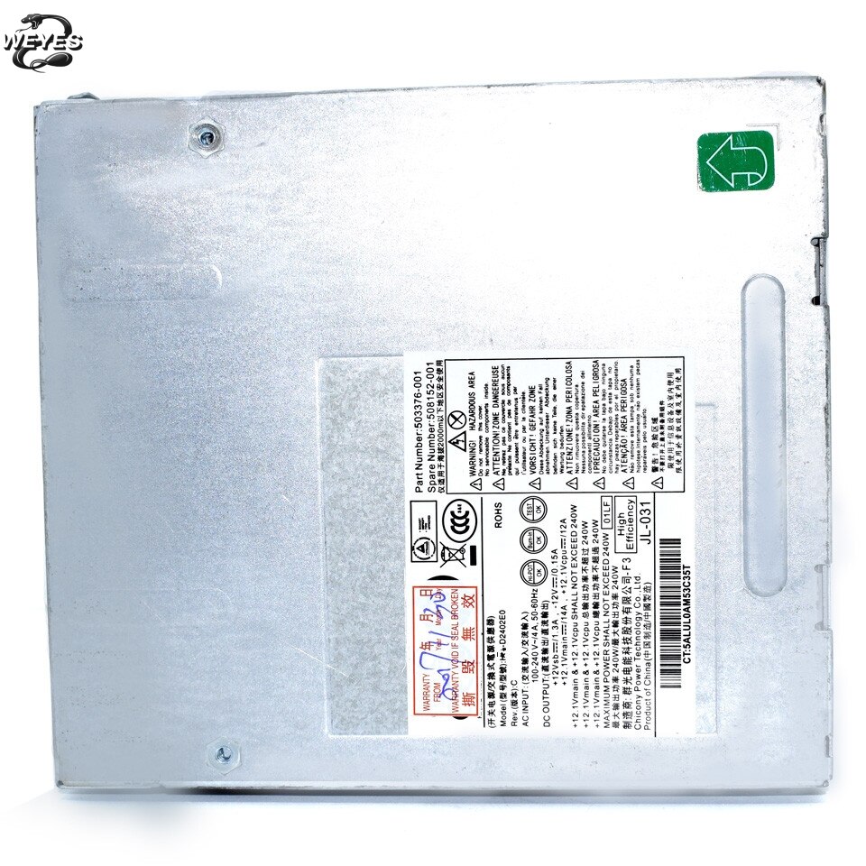 original 240W Power Supply for Pro 6000, 6005 6200 & Elite 8000, 8100, 8200 SFF 503376-001 508152-001 well tested