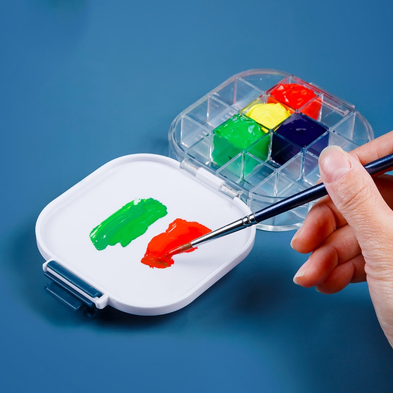 Aquarel Palet Doos Opvouwbare Emmer Kunstenaar Verf Palet 16 Luchtdicht Diepe Putten Luchtdicht Voor Aquarellen, Gouache, Acryl