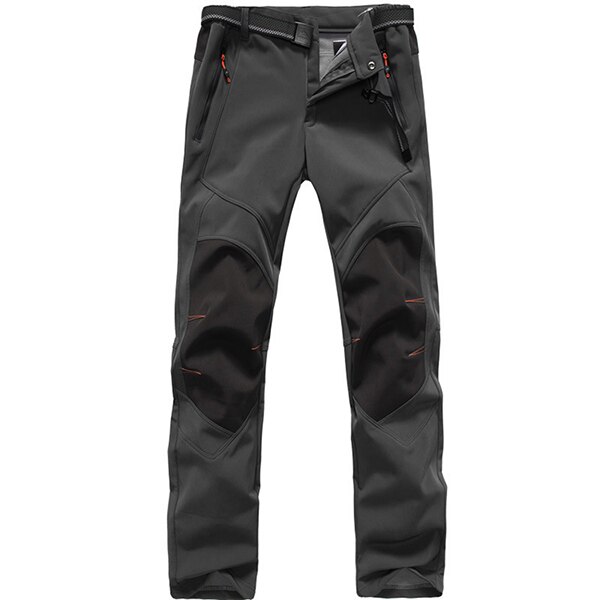 Men Winter Pants Waterproof Snow Ski Pants Thick Warm Soft Shell Pant Outdoor Camping Skiing Snowboard Sport Windproof Trousers: Gray / L