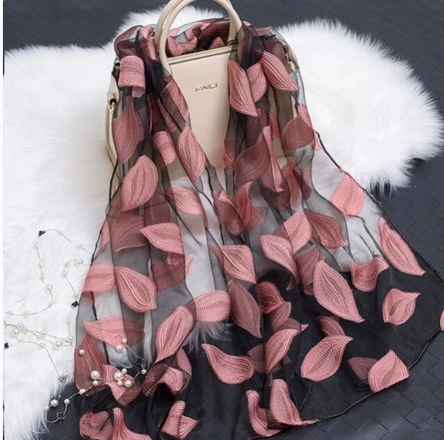 YLWHJJ-bufanda de seda ligera para mujer, chales de encaje de gasa de organza, para playa, , Verano: MistyRose