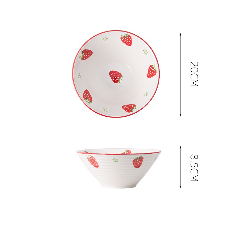 Frete grátis & tigela de macarrão instantâneo salada de arroz sopa de frutas forno microondas utensílios de mesa domésticos especiais: A-Strawberry