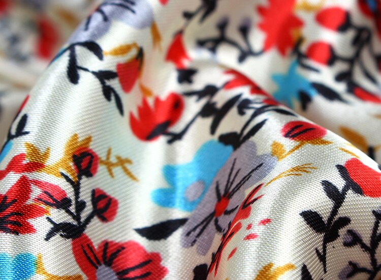 Tissu satiné 100% Polyester à imprimé floral, doux et brillant, pour doublure de robe et de chemise à la