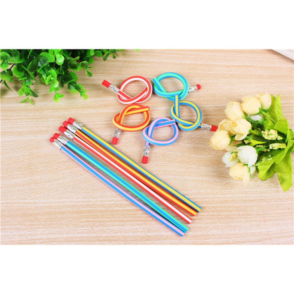 20pcs Bendy Flexible Soft Pencil with Eraser Fun Equipment for Kids Writing (Random Color)