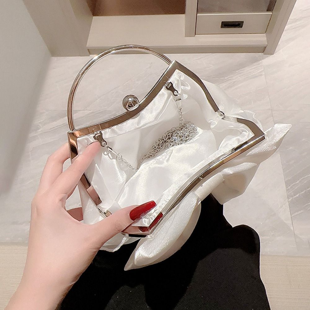 Goud Heldere Zijden Strik Avondtasje Vrouwen Elegante Mode Banket Clutch Keten Schoudertassen Luxe Portemonnee Vrouwelijke Party Handtassen