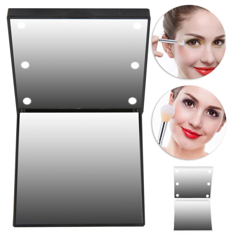 6 LED s Mini Portable alimenté par batterie poche pliante cosmétique maquillage miroir LED de poche miroir