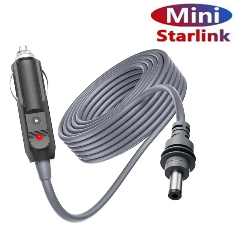 Adequado para starlink mini tomada de carregamento de carro fonte de alimentação 12v dc cabo macho com display de luz vermelha cabo de extensão à prova dwaterproof água