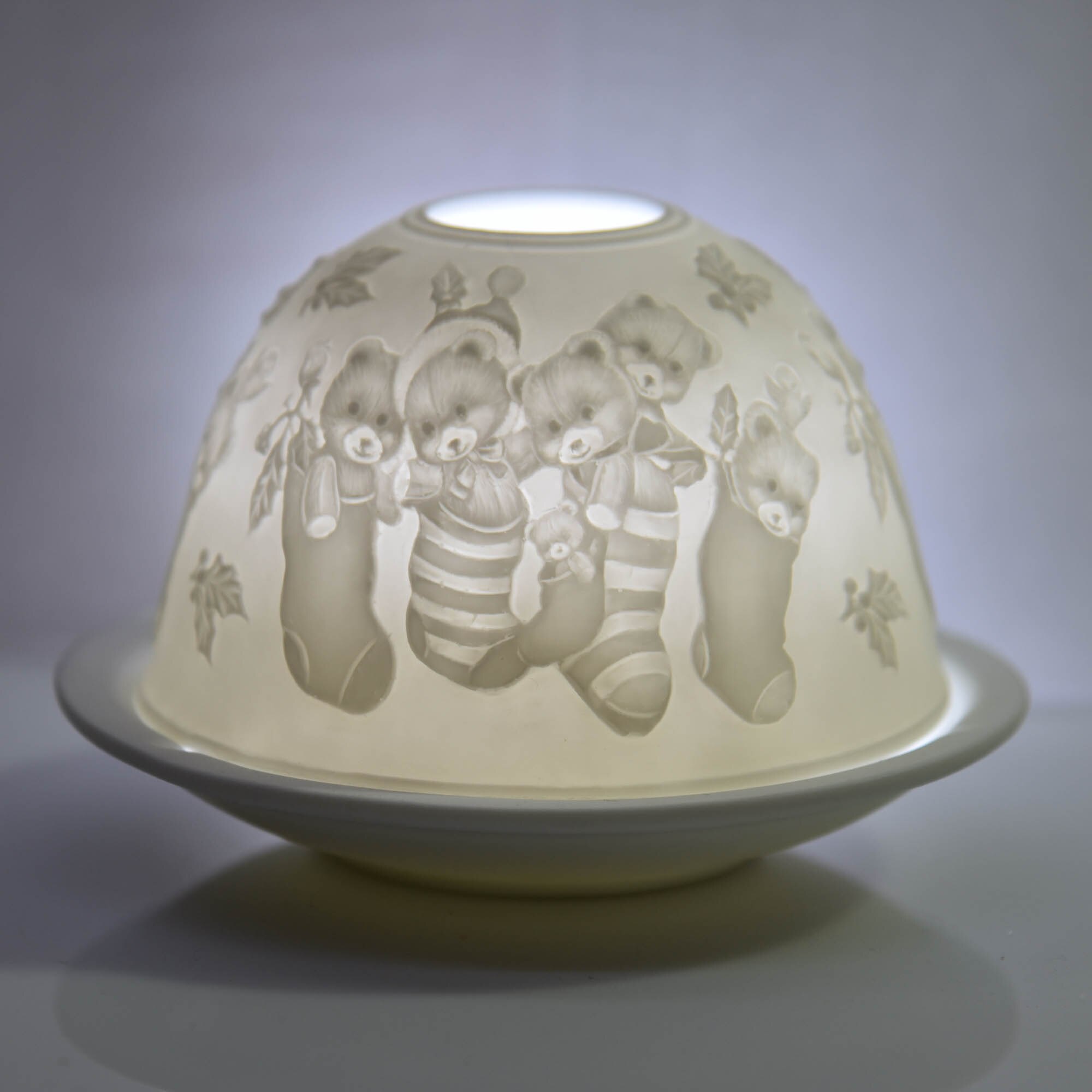 Klein teddybeerpatroon wit porselein klein kaarsje theelichthouder