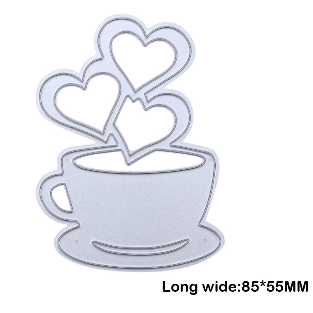 Love Heart Coffee Cup Cutting Die DIY Metal Scrapbooking Craft Embossing Cutting Die Stencil Paper Card Maker Template Cut Dies: Love Heart Coffee