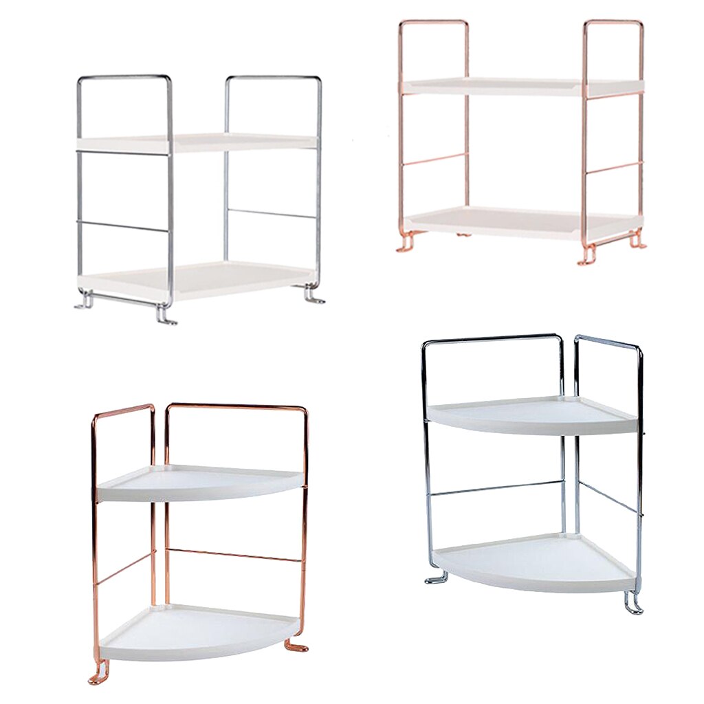 Metal Kitchen Shelf Storage Rack Bathroom Organizer 2 Tier Free Standing