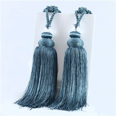 XWL rideau de boules de cristal 2 pièces | Cordes suspendues à tirettes, ceintures avec franges et franges, accessoires de rideau, liaison de pierreries, décor: Dark blue