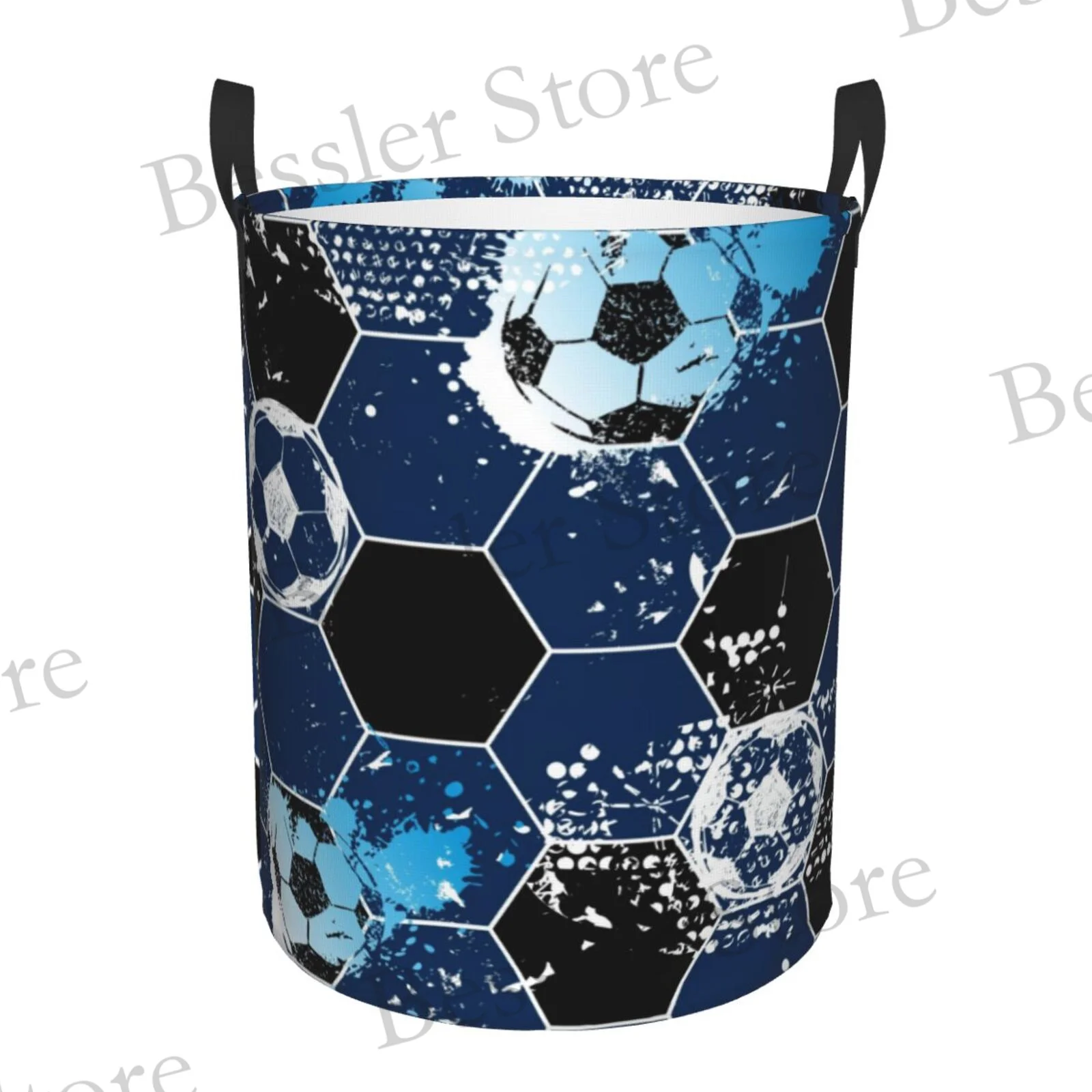 Foldable Laundry Basket For Dirty Clothes Soccer Balls Sport Football Pattern Storage Hamper Kids Baby Home Organizer: S / Clear