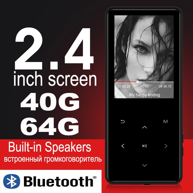Original bluetooth  mp3 -spiller innebygd høyttaler bærbar sport mini med 2.4 tommers skjermstøtte fm, opptak, e-bok, klokke