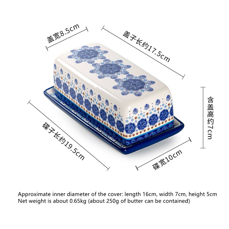 1Pc Bohemian Boter Doos Met Deksel Voedsel Container Boter Plaat Huishoudelijke Servies Opbergdoos Keramische Schotel Kaas Doos: C