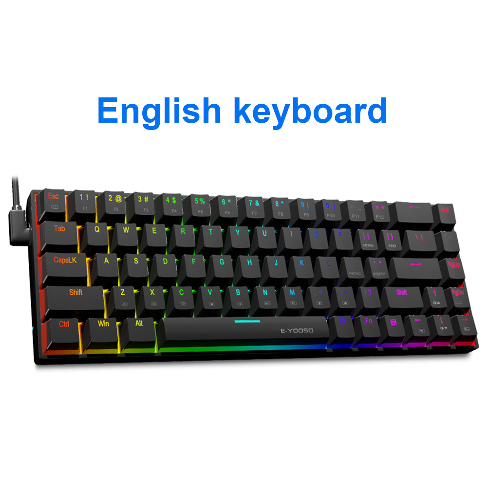 E-YOOSO Z686 RGB USB 60% Mini clavier filaire de jeu mécanique mince commutateur rouge 68 touches Gamer pour ordinateur portable: CAROL