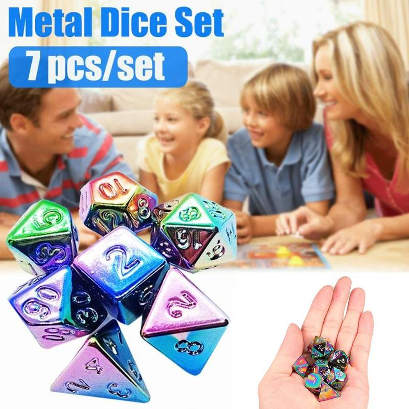 Multi-sided Metal Dice Plating Seven Color Acrylic Board Game Dice Seven Electroplating Plastic Dice