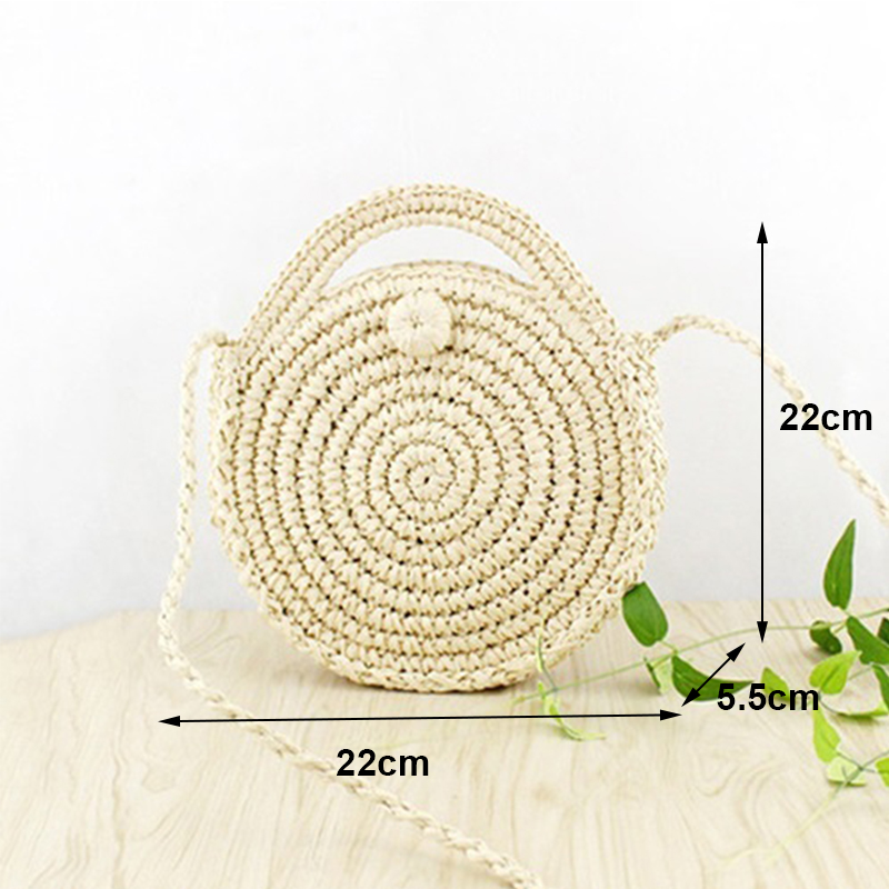 Yogodlns Round Soft Paper Rope Shoulder Bag Tassel Summer Beach Handmade Crossbody Bags Women Hollow Straw Bag Circle Rattan Bag: beige style4
