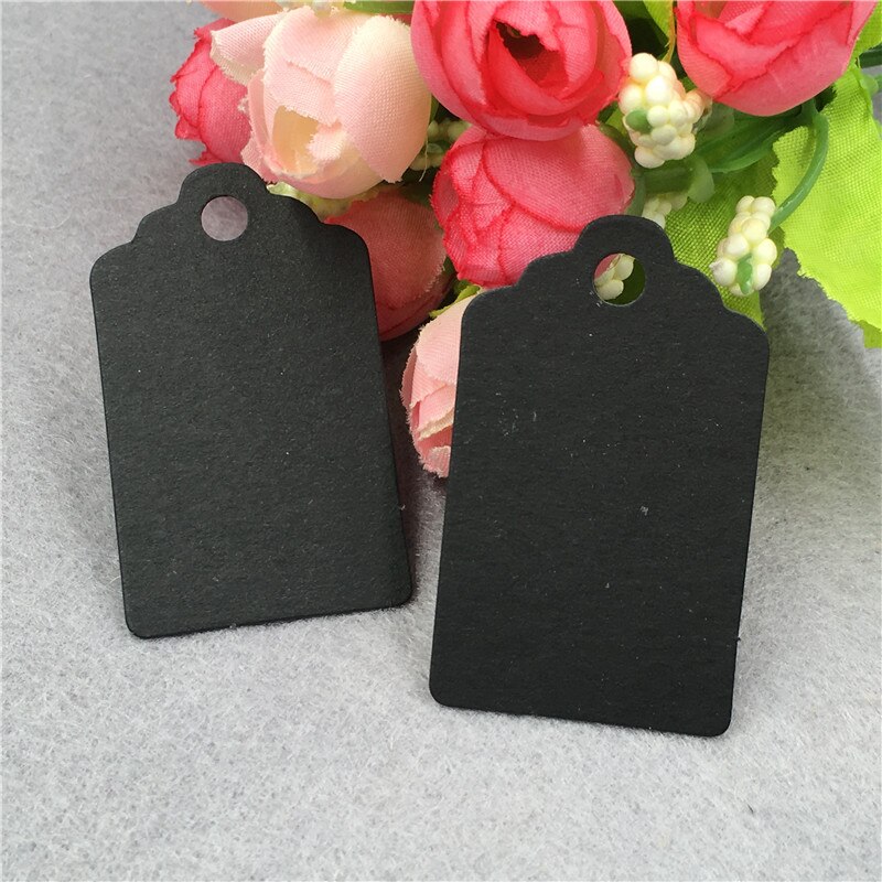 100 stuks hoofdlabel, blanco, diy label, touw, kledingstuk, bruiloft, verjaardag, festival, feestdecoraties, op maat gemaakte kraftpapieren kaart met touwtjes: Zwart