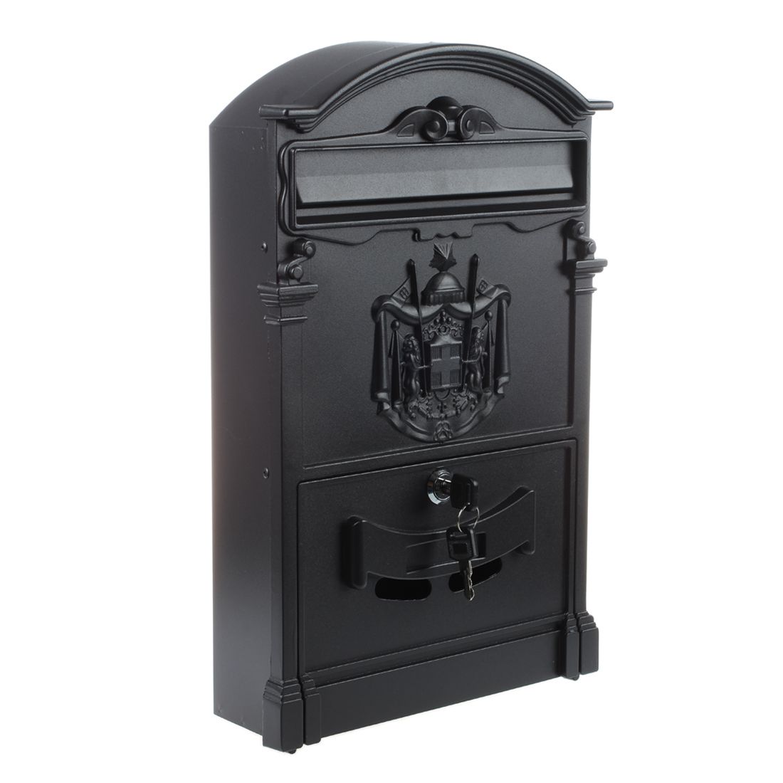 Heavy Duty Black Aluminium Lockable Secure Mail Letter Post Box Letterbox