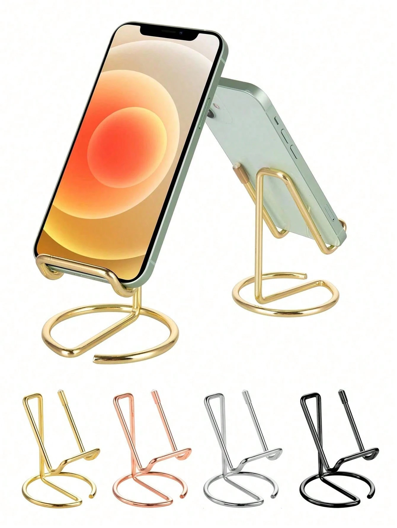 Suporte de telefone de metal com fio de ferro, suporte minimalista de ferro para telefone/tablet, suporte criativo de metal para telefone/tablet, 1 peça