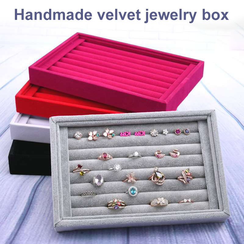 Sales Ring Sieraden Hanger Fluwelen Display Organizer Tray Houder Oorbel Sieraden Opbergdoos D88