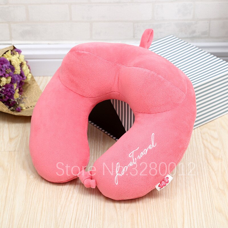 La mejor almohada De viaje en forma De U De rebote lento para el cuello, soporte para el cuidado De la salud Cervical, almohadas De viaje sólidas para avión, oficina y sueño: Pink
