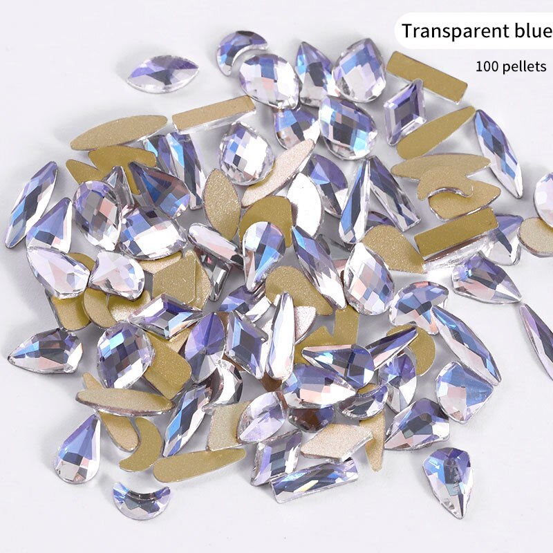 Mixed 100Pcs Nail FlatBack Super Glitter Crystal AB Rhinestone Bright Black Nail Art Rhinestones Stone DIY Manicure Decorations