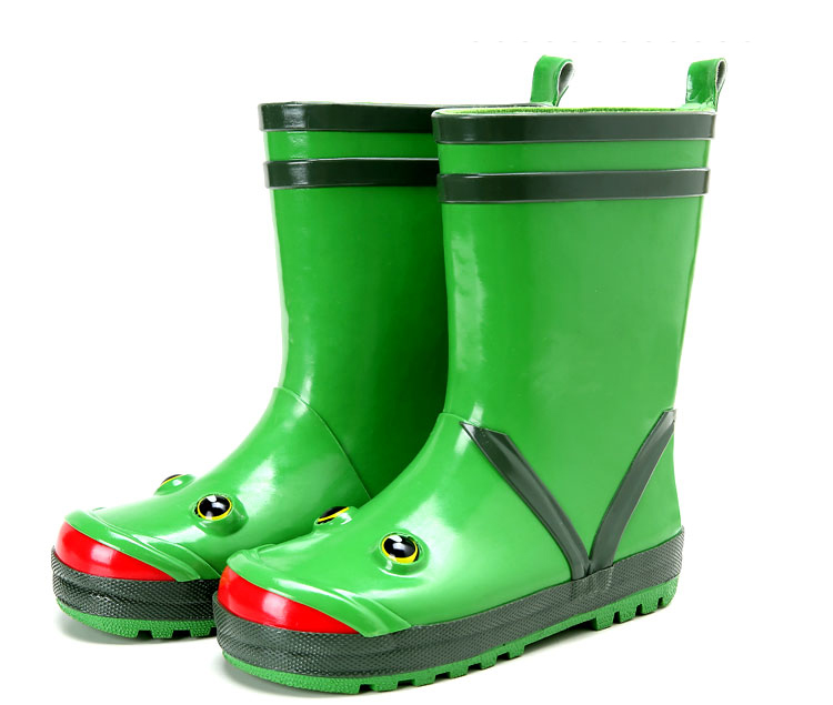 Kids Frog Rain Boots Children Boy Girl waterproof Rain Shoes Baby Tollder Cute Anti-Slip Rubber Rain Boots Shoes Red size 25-32: Green / 8