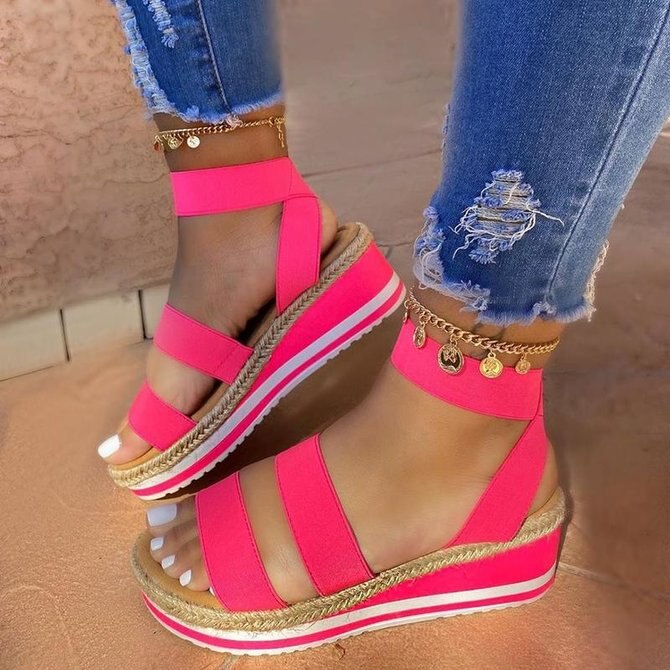 Kvinder sko platform sandaler tyk bund damer sandaler peep toe beach chaussures femme platform sandaler sommer sko kvinde: Rød / 39