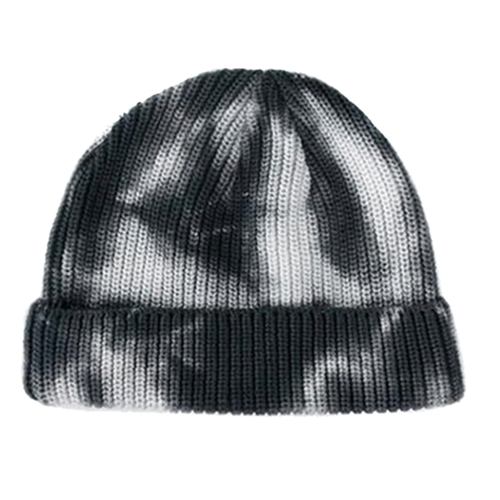 Unisex Paar Tie Dye Print Gebreide Beanie Hat Herfst Winter Dome Warmer Oor Zachte Ski Cap Mannen Streetwear Warm Hoeden a66: Black