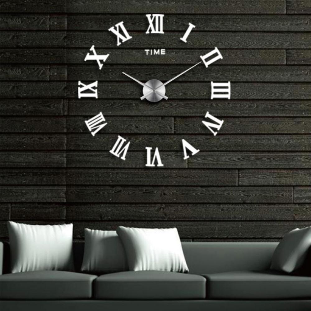 Roman Numerals Wall Clock Mirror Stickers DIY Decoration Home Decor 3D Stickers Wall Clock Adjustable Large