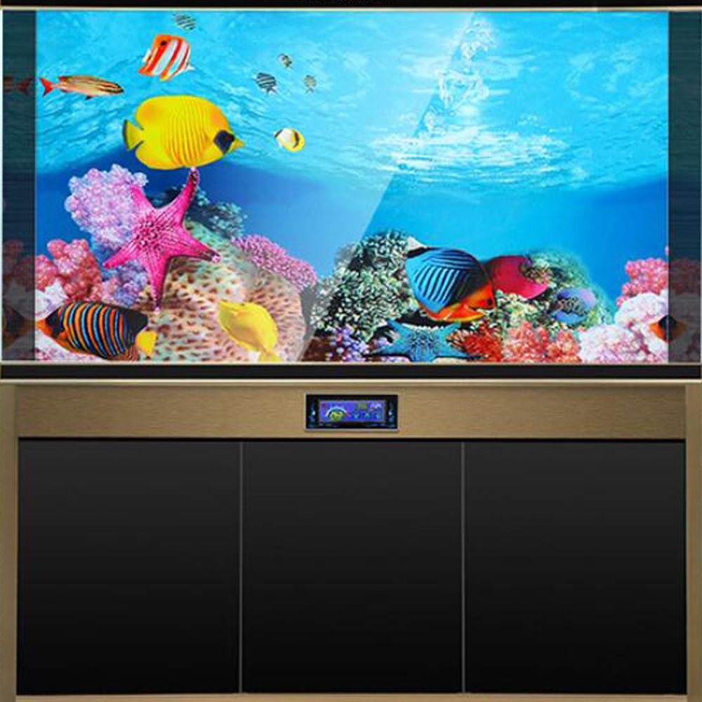 3D Aquarium Sticker Landscape Poster Fish Tank Background Painting Sticker Double-sided Ocean Sea Plants Backdrop Aquarium Decor