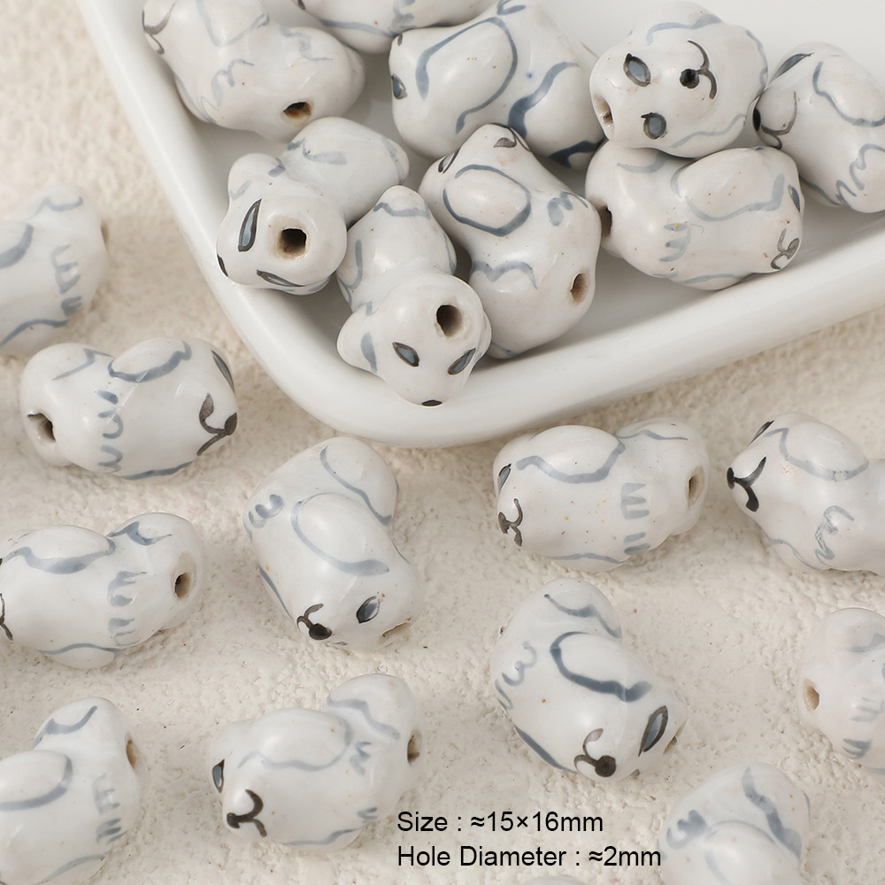 Meibeads 5 Stks/partij Keramische Dieren Kralen Multi Color Losse Spacer Kralen Voor Sieraden Maken Diy Armband Ketting Accessoires: GRIJS